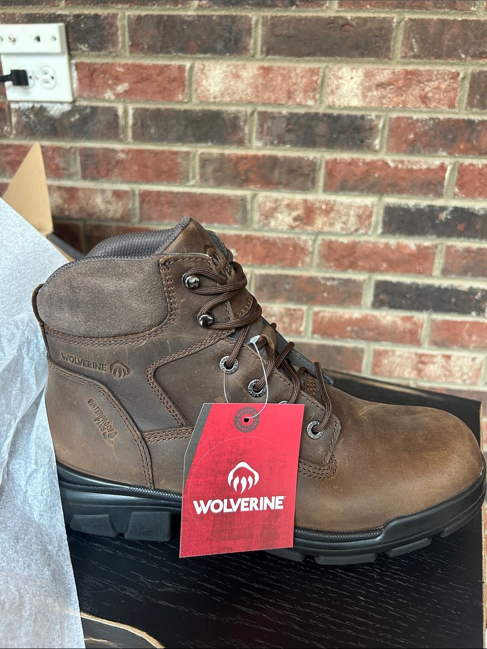 MEN'S WOLVERINE BROWN DURASHOCKS SR ICON 6" CARBONMAX® WORK BOOT SIZE 10.5 NWT